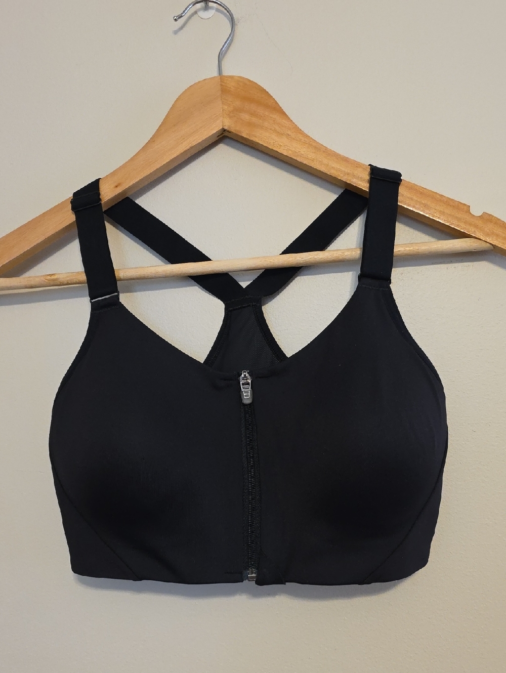 all in motion Black Front-Zip High-Impact Sports Bra